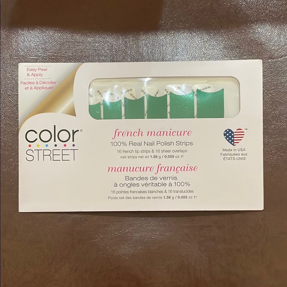 Color Street French Manicure Nail Strips - Green & White